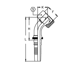 DKO-S Interlock внутр. резьба конус 24° O'RING угол  45